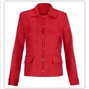 Cabi | 5472 Valentine Blazer Womens Size M Red Button Front Linen Blend Jacket